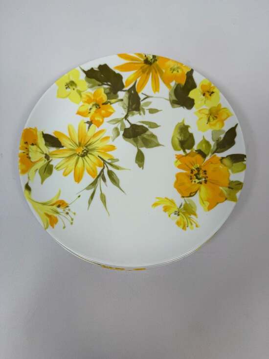 Texas Ware Other - Vintage Texas Ware Melamine Dinner Plates, Set of 6, Yellow Floral Daisy Pattern